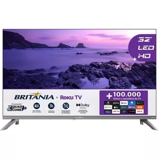 Smart TV 32” Britânia B32CRA Roku TV HD Wi-Fi | Netflix YouTube HDMI USB
