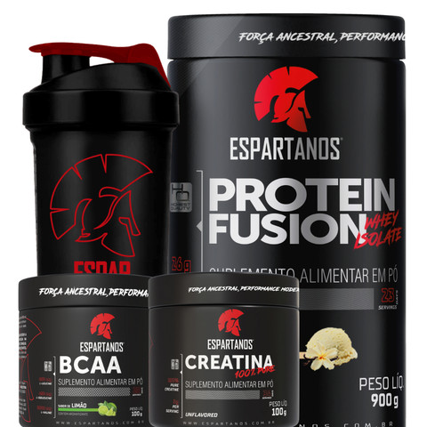 Kit Whey Protein Fusion + Bcaa + Creatina + Shaker — foto 1 — Achou Levou Brasil