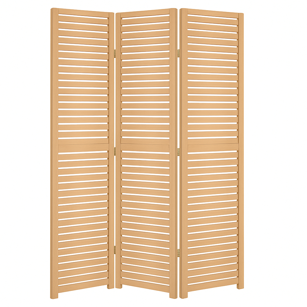 Biombo ripado vazado 3 folhas madeira mdf divisor decoração separador ...