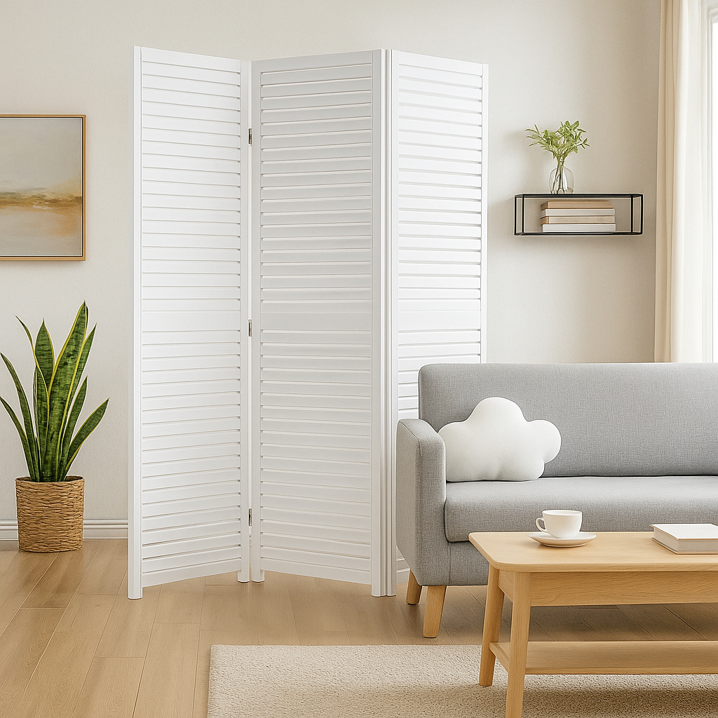 Biombo Ripado Madeira MDF BRANCO Bipartido divisoria de ambiente ...