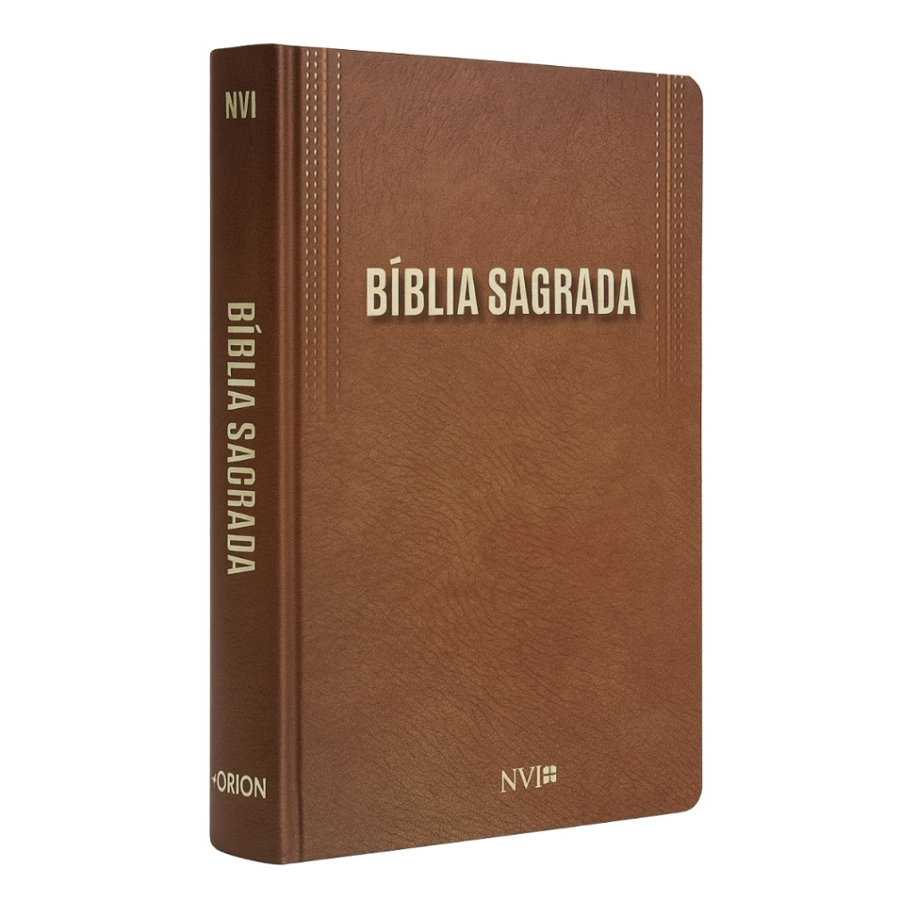 Bíblia Sagrada NVI Letra Normal Capa Dura com Fitilho Capa Luxo Marrom ...