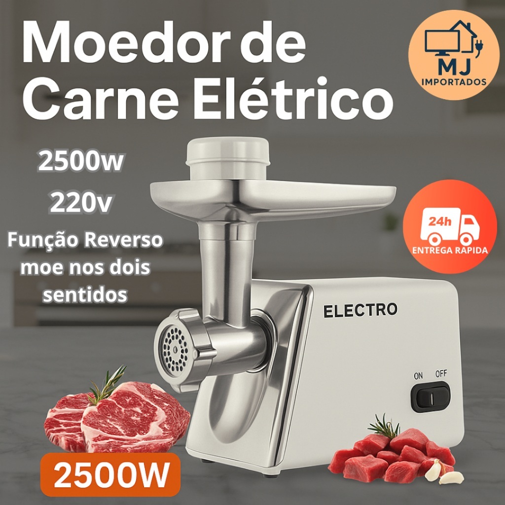 Moedor de Carne Elétrico 2500W – Potente, 220V, com Função Reverso ...