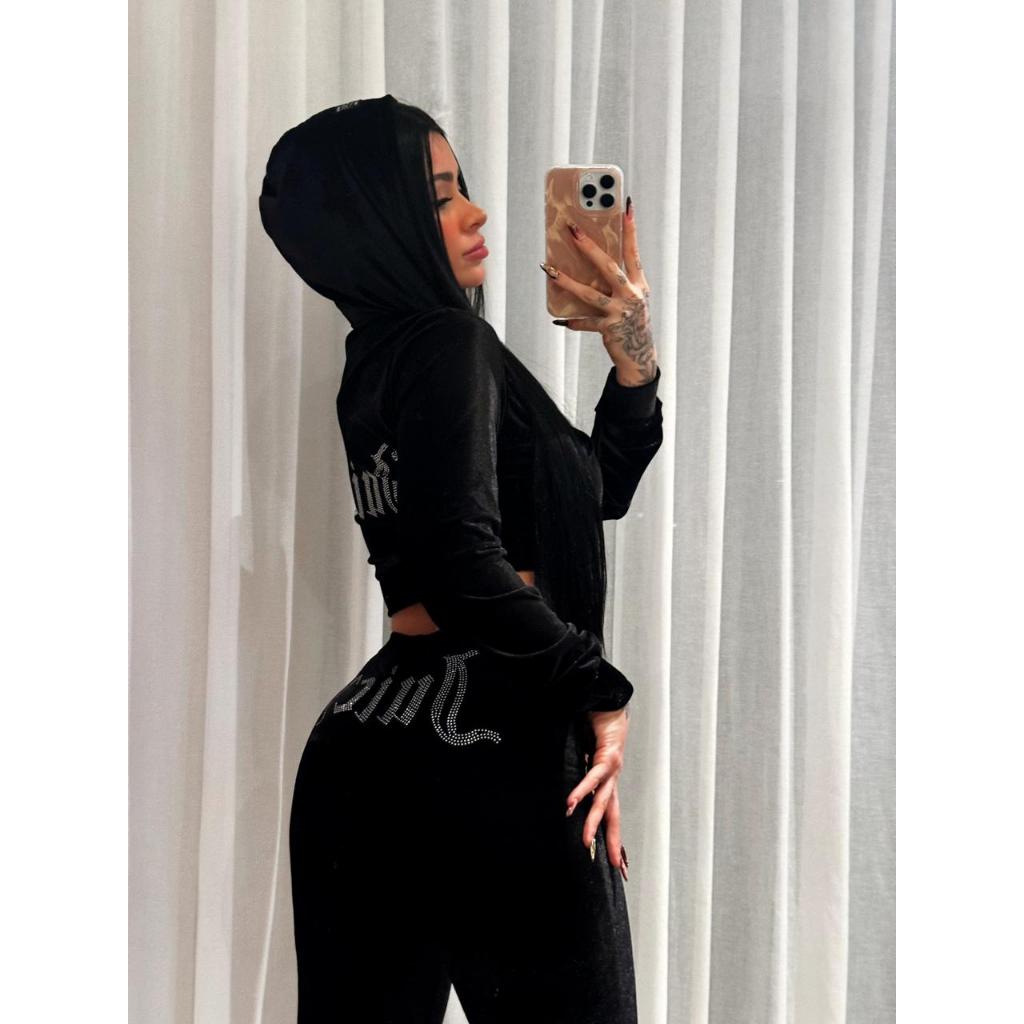 Conjunto Juicy 2 peças Veludo Plush Feminino Calça Moletom Frio