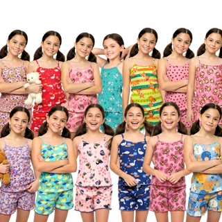 Kit 2 Pijamas Infantil/Juvenil Menina Babydoll Malha Suede Confortável em Oferta na Shopee