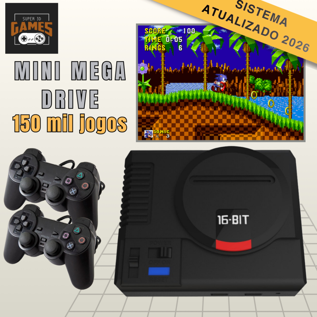 Mini Console Mega Drive Super 3d Games Com 150 Mil Jogos Retro E 2 