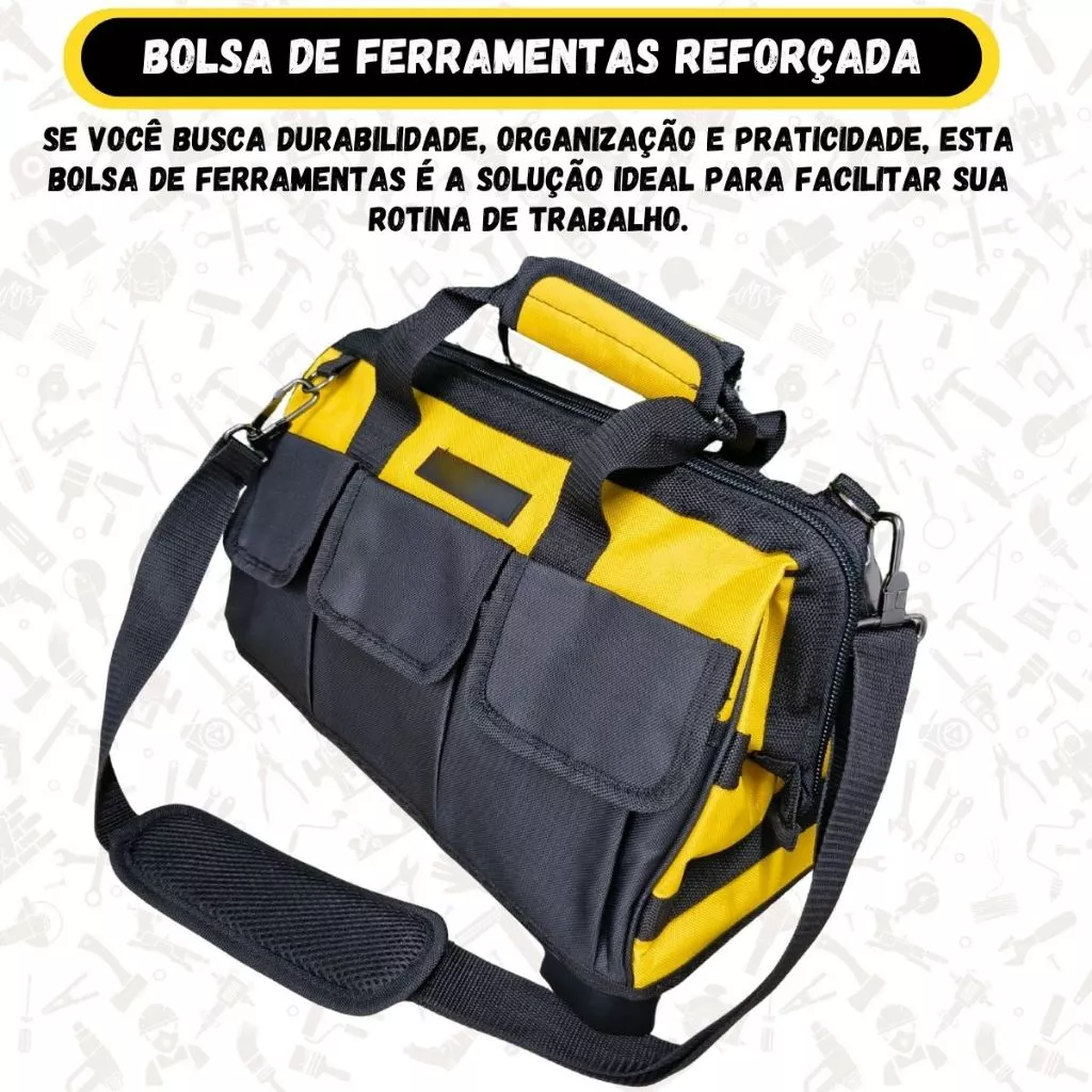 Bolsa Ferramentas Mochila Maleta Caixa Grande Reforçada Com Alça Kit Ferramentas