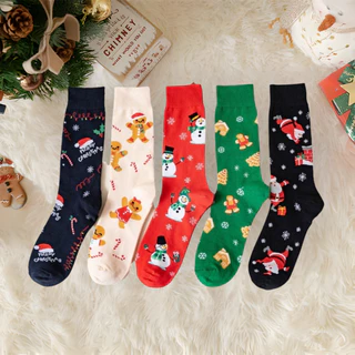 Meias de Natal Cano Longo Unissex Adulto Algodão Presente Barato Confortável Papai Noel Rena