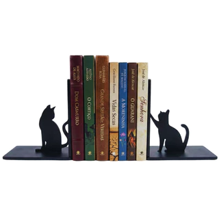Porta Livros Gato Suporte Aparador de Book Geek Decoração Funcional Gato Pretos