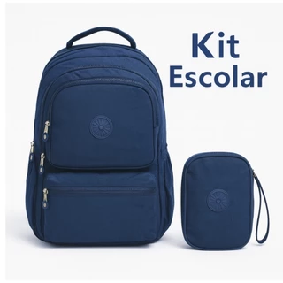 Kit Mochila Escolar + Estojo Box Feminino Masculino Volta as Aulas