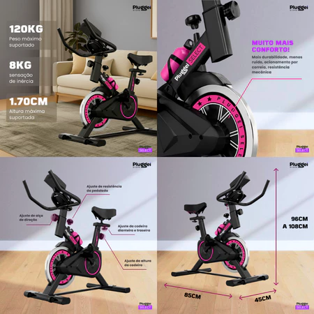 Bicicleta Spinning Barra Fixa Squeeze Garrafa Ergométrica Semi Profissional Sport até 120kg