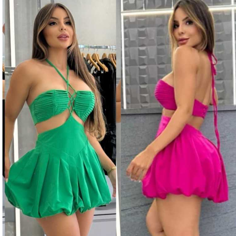 Vestido Balone Sensoriale Curto com Amarração com Forro Feminino ...