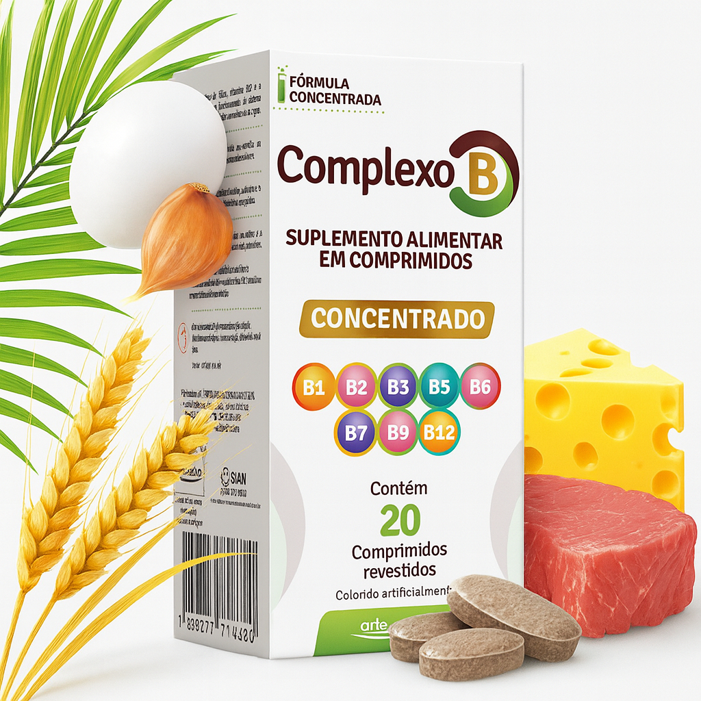 Complexo B Concentrado Vitaminas B1, B2, B3, B5, B6, B7, B9 e B12 ...