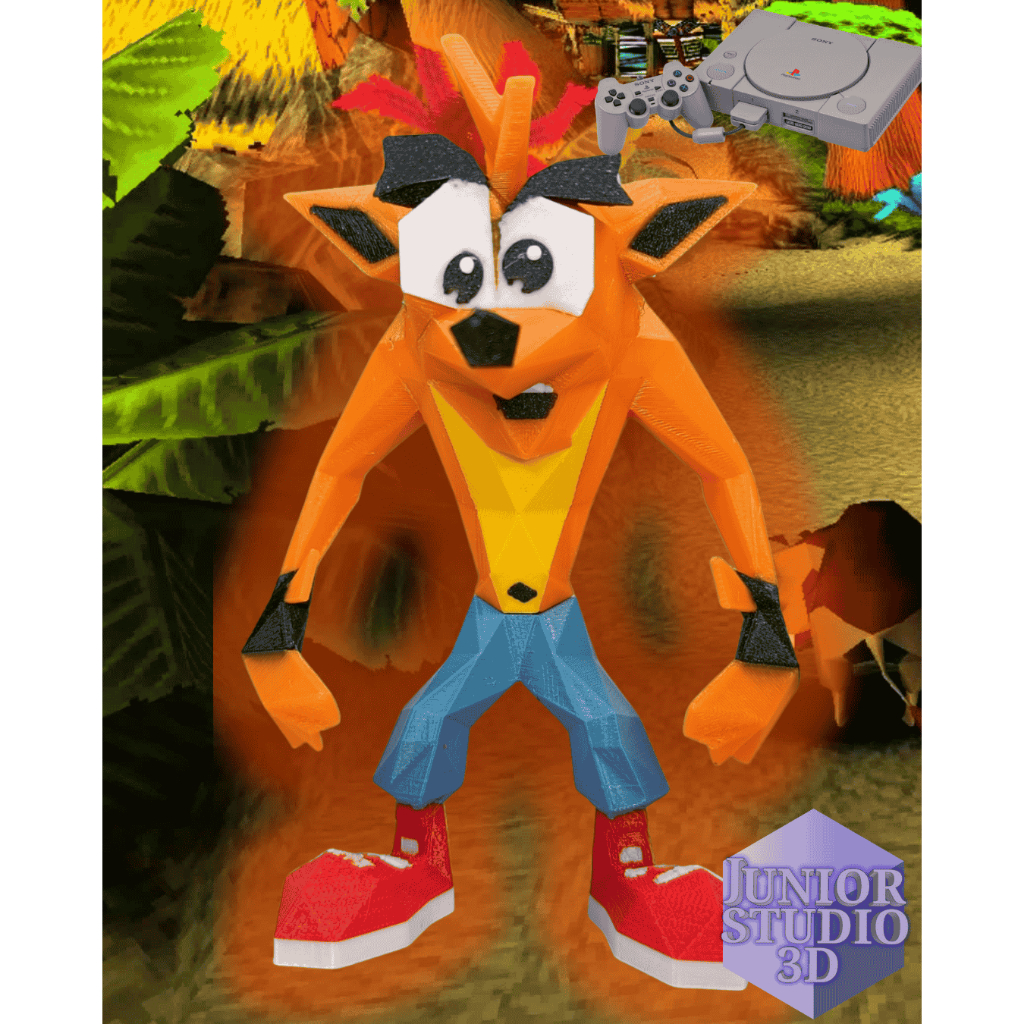 Crash Bandicoot – Figura de Ação PS1 Low Poly – Colecionável 3D – Material Resistente