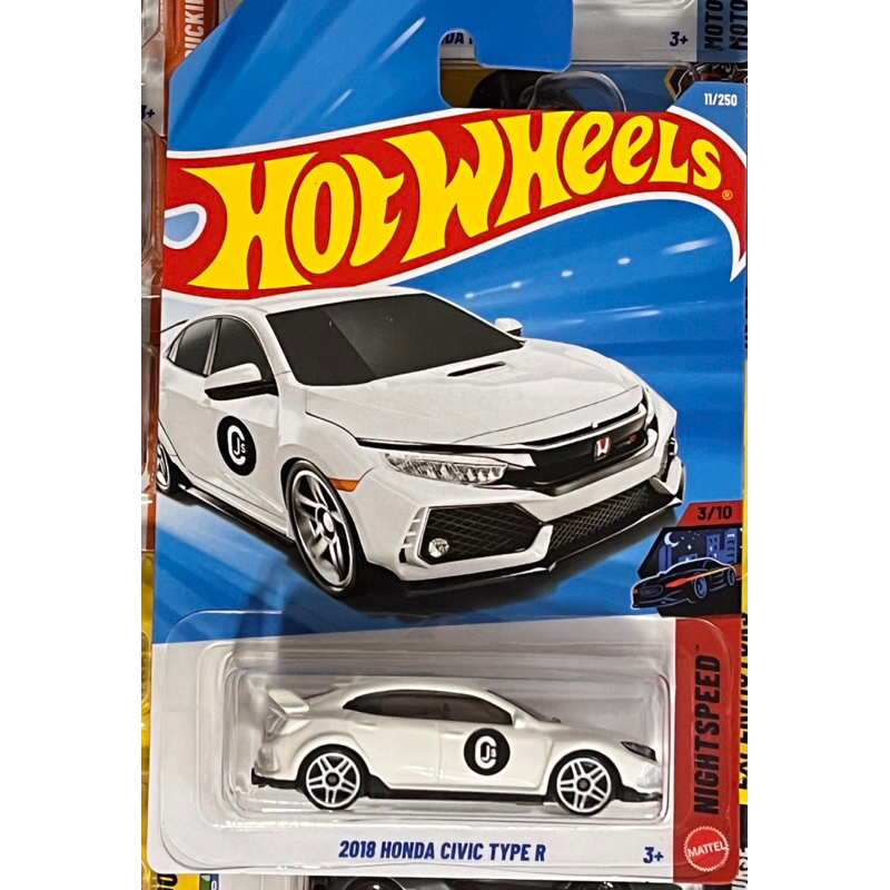 Hot Wheels Honda Civic Type R 2018 – Modello Die-cast Scala 1:64, Bianco, Serie Night Speed 2026