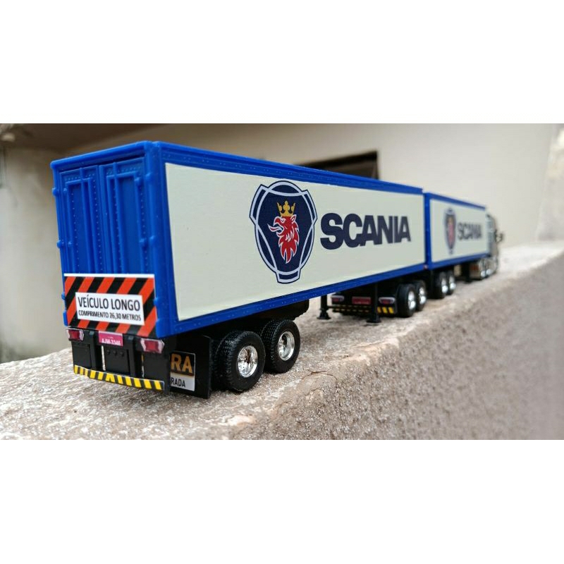 miniatura caminhão Scania bitrem 9 eixos escala 1/64 coleção presente ...