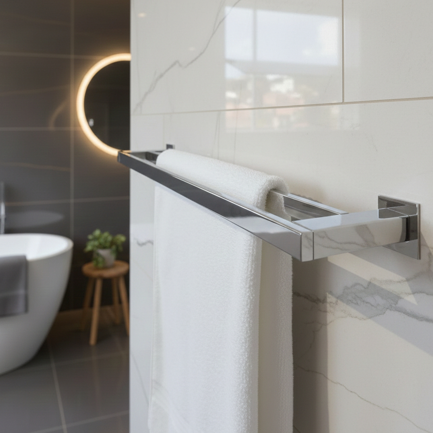 Porta Toalha Duplo 70cm Inox 304 Toalheiro Duplo para Banheiro Suporte ...