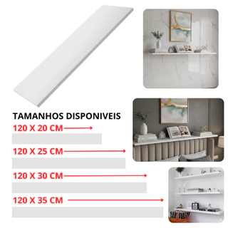 Prateleira 100% MDF Lisa Largura 20 - 25 - 30 - 35 Cm Branco e Preto Luxo Premium em Oferta na Shopee
