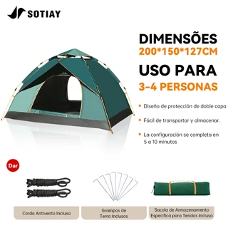 Sotiay Barraca Camping 200cm*150cm*120cm Portátil A Prova D'agua Dois Andare Barraca De Acampamento 2 Pessoas De Praia em Oferta na Shopee