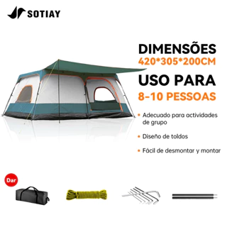 Sotiay 8-10 Pessoas Barraca Camping Acampamento 420*305*200cm Impermeavel 2000mm em Oferta na Shopee