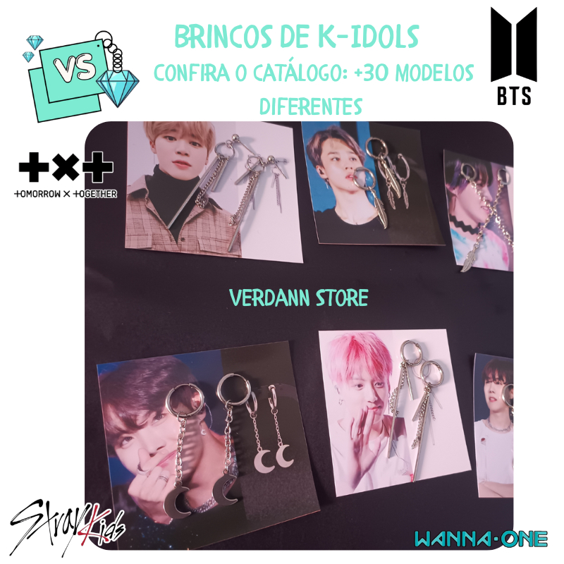 Brinco Jungkook: BTS ver 2 Prata Inoxidável Antialérgico Réplica