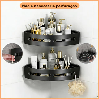 Kit Suporte de Canto Porta Shampoo Prateleira Não é Necessária Perfuração Para Banheiro Organizador com Adesivo