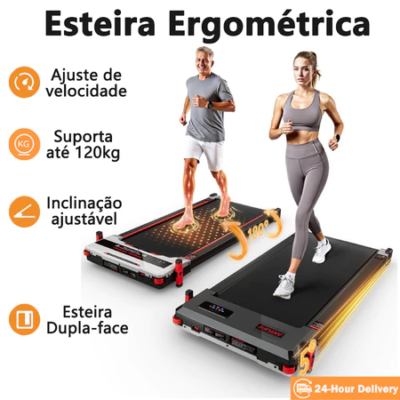 Esteira de Academia Silencioso Dupla Face Design de Massagem com Tela Digital e Controle Remoto Suporta até 120kg