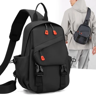 Bolsa de Peito Masculina de Nylon Multi-Bolsos com Alça Ajustável para Viagem e Uso Diário