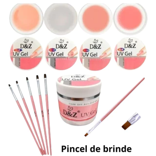 KIT 2 a 5 Gel da D&Z Led UV Builder Gel Nude|Clear para unha tips profissional Pincel 15 | 30|50 GR em Oferta na Shopee