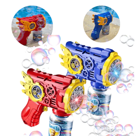 Brinquedo Máquina Lança Bolhas De Sabão Colorido Infantil Arminha Led Automática Atira Bolha
