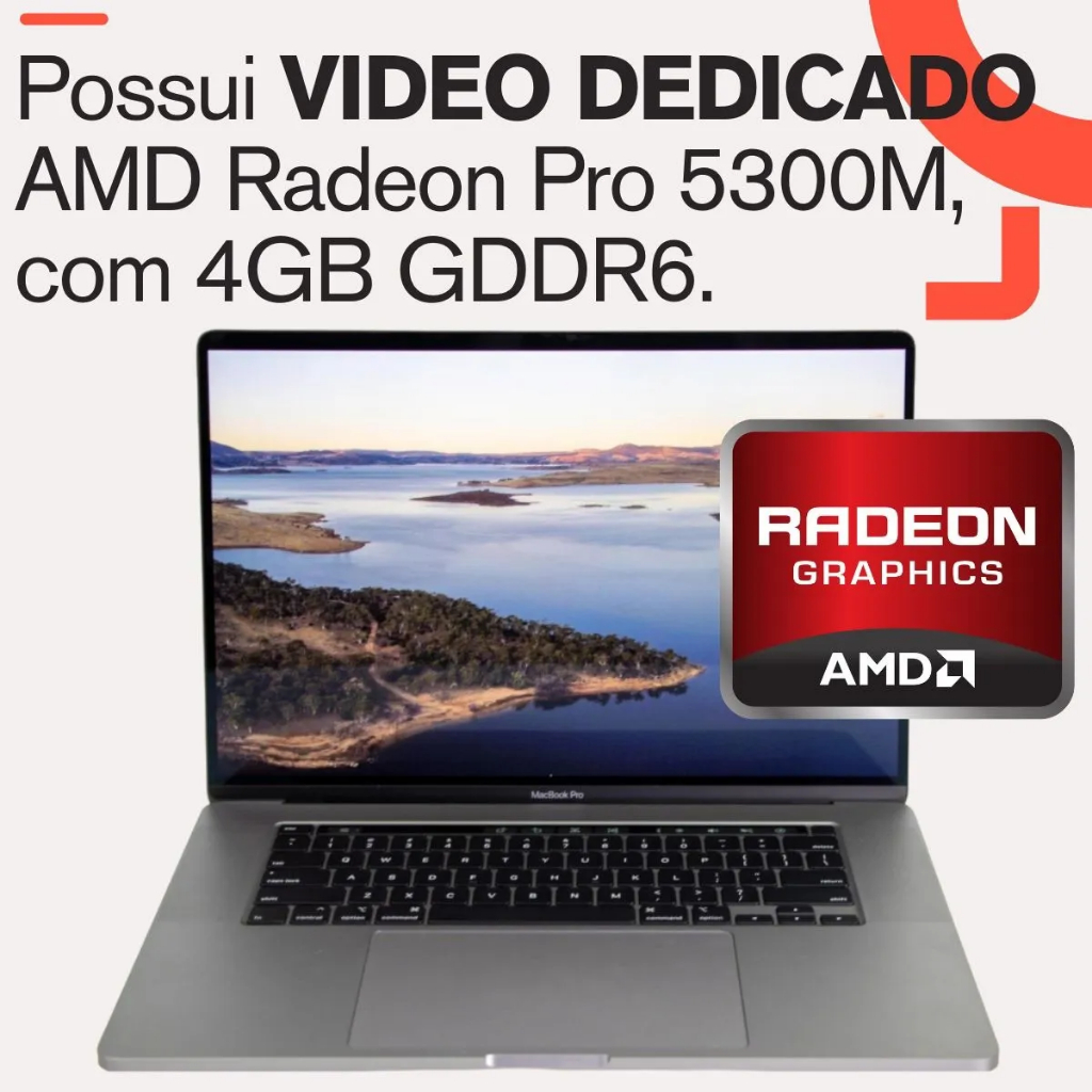 Macbook Pro A2141 Core i7 SSD 500GB 16GB mem Video dedicado AMD