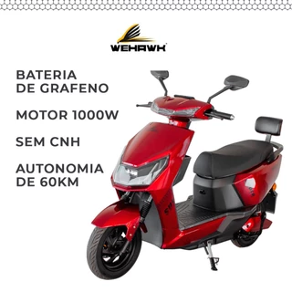 Scooter Moto Elétrica Super Bateria de Grafeno WX-05 Wehawk 1000W 60V 20Ah sem CNH Bicicleta Autopropelido