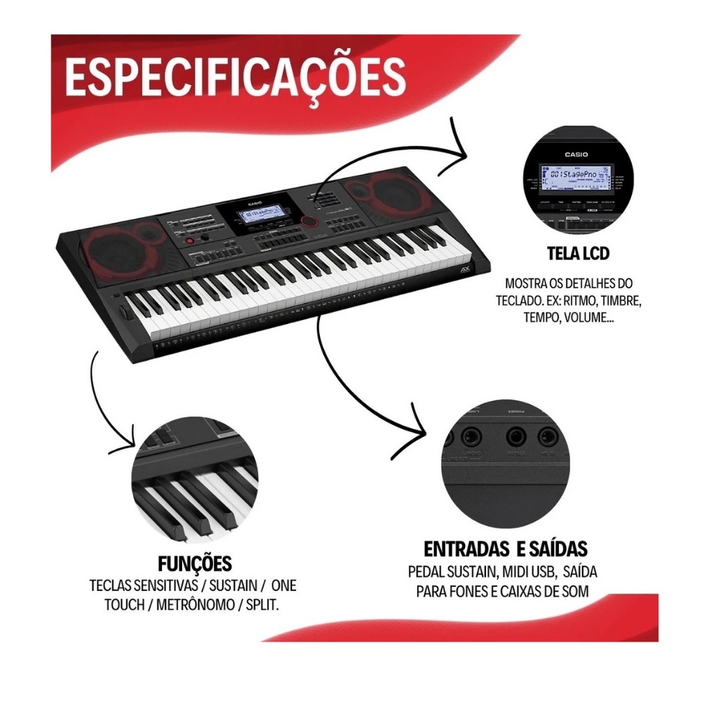 Teclado Musical Casio Ctx-5000 61 Teclas Sensitivas + KIT | Shopee