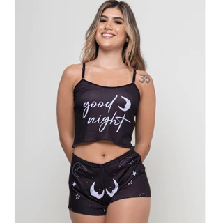 Pijama Curtinho Sexy Baby Doll Estampado Suede Suede em Oferta na Shopee
