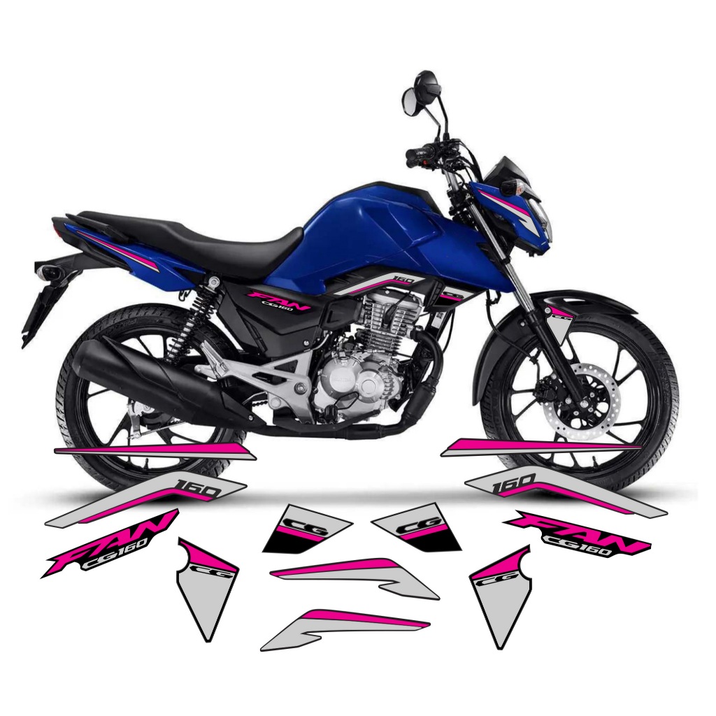 Kit Adesivos Faixas compatível CG FAN 160 2025 2026 Moto Azul Várias ...