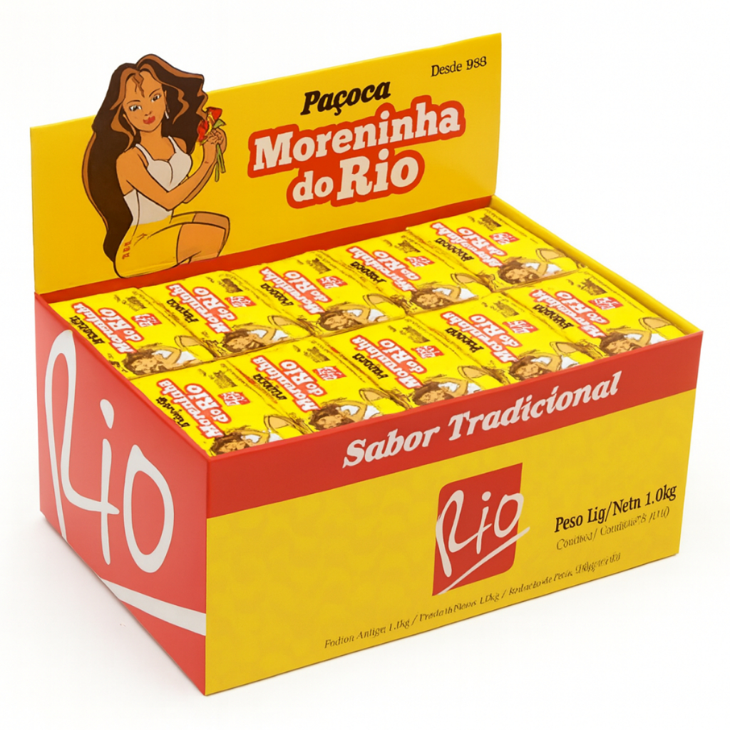 Paçoca Moreninha do Rio Tradicional 1kg 50 Unidades Amendoim Quadrada ...