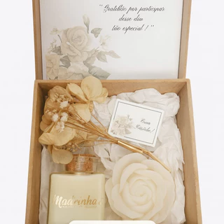 Caixa  Madrinha Casamento | Vela Aromática 50g + Sabonete Floral Rosa 47g em Oferta na Shopee