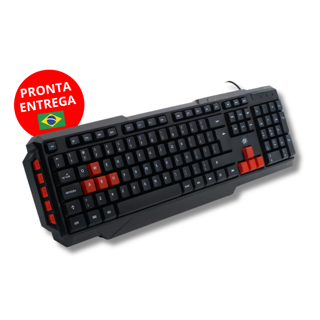 Teclado Gamer Multimídia Lateral USB ABNT2 Teclas Destacadas