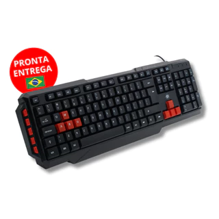Teclado Gamer Multimídia Lateral USB ABNT2 Teclas Destacadas Jogos Teclas Macias
