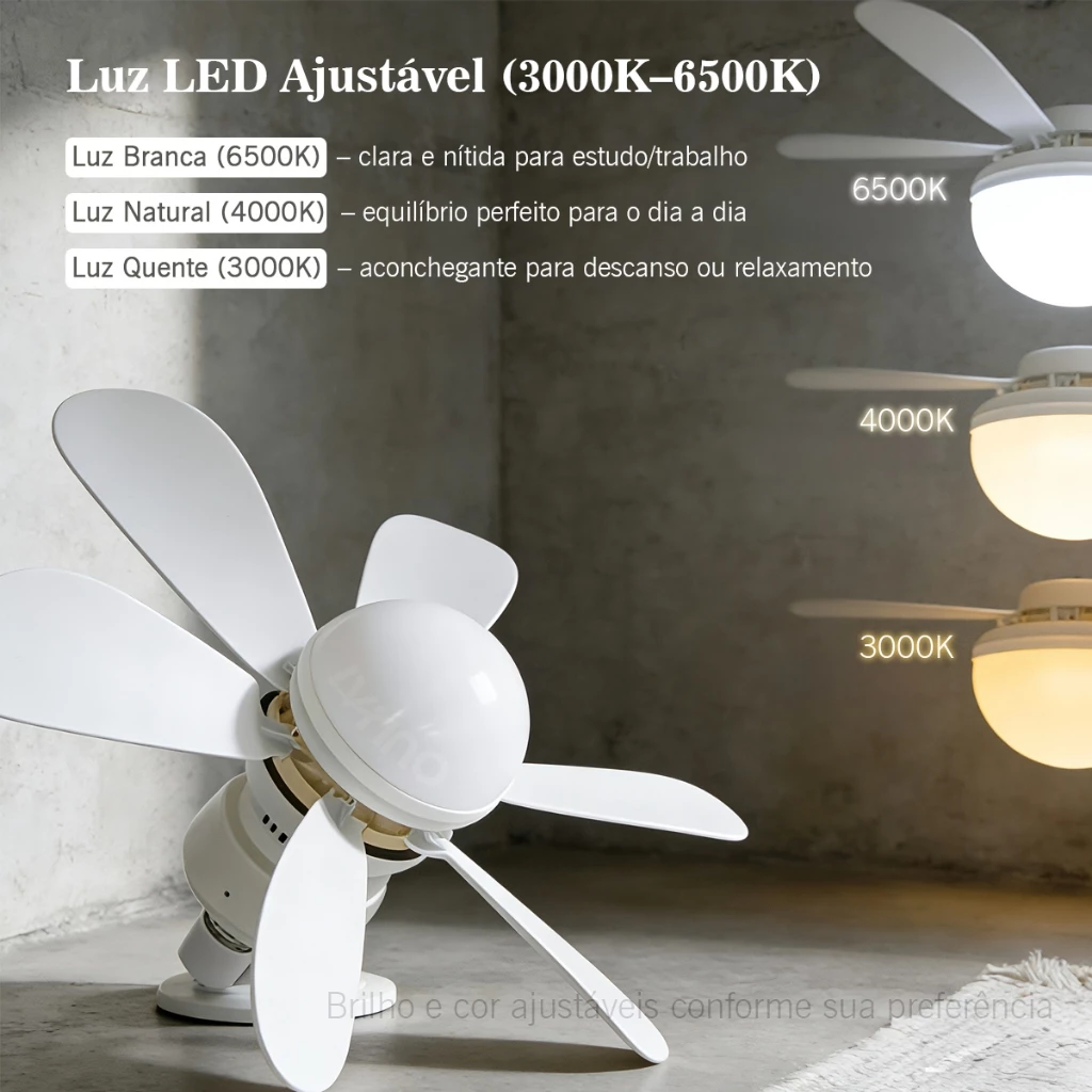 Ventilador Teto Com Lâmpada Silencioso Controle Remoto 42 Cm