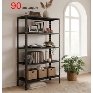 Estante Aço 6 Prateleiras 198x92x27 Cm Suporta 180kg Preto em Oferta na Shopee