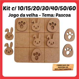 Kits Jogos da velha Pascoa Ovo Coelho em MDF 10cm tabuleiro brinquedo presente lembrancinha kit em Oferta na Shopee
