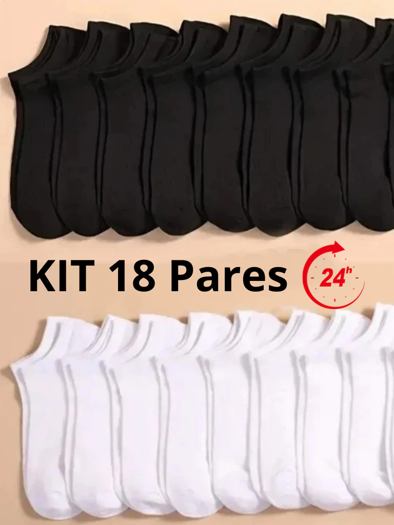 Kit 18 Pares de Meias Soquete Cano Curto Masculina Feminina