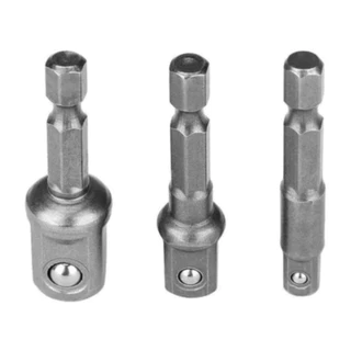 Kit 3 Adaptador Soquete Parafusadeira Furadeira 1/4 3/8 1/2