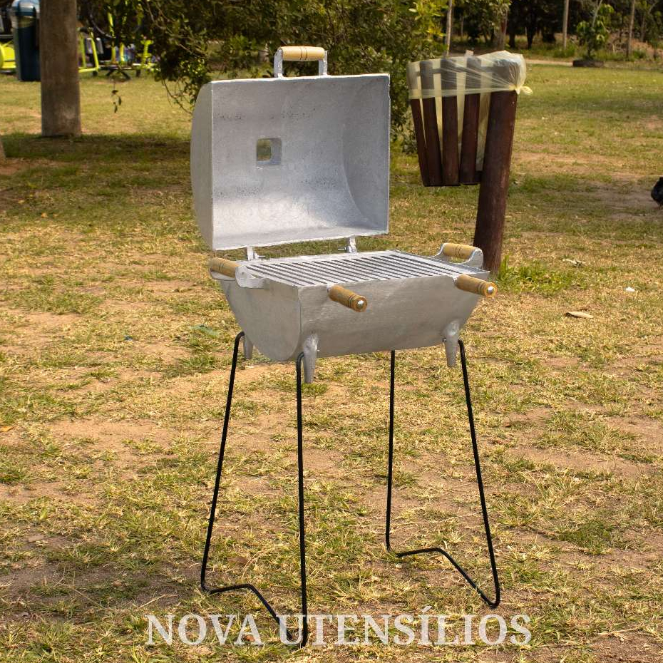 Churrasqueira Grande de Alumínio Batido/Fundido a bafo com pé | Shopee ...