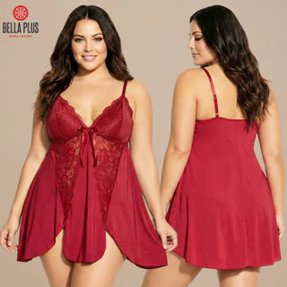 Camisola Plus Size Sem Bojo Detalhe em Renda Lingerie Feminina Pijama Linha Noite Bella Plus em Oferta na Shopee