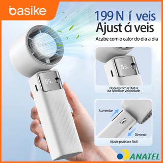 BASIKE Ventilador Portátil 5000mAh 199 Níveis 15000 RPM Bateria Longa Duracao USB-C