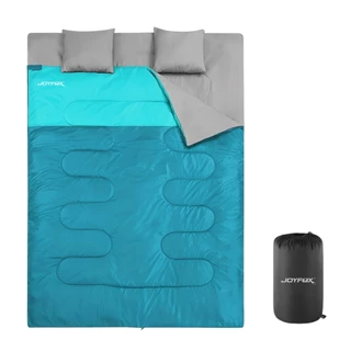 Saco De Dormir Casal Joyfox 220×150cm Com Travesseiros Integrados, Impermeável 190t, Forro De Algodão