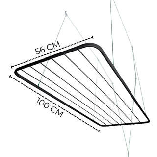 Varal de Teto Aço 100cm x 56cm 13 kg Reforçado Com Kit De Instalação