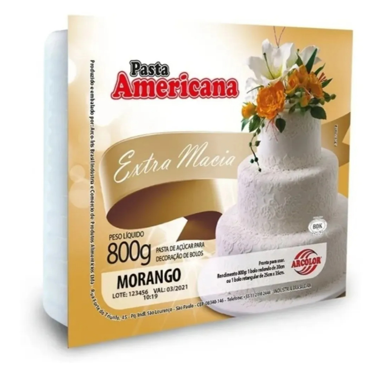 Kit 2 Pasta Americana Morango Extra Macia Arcolor 800gr*