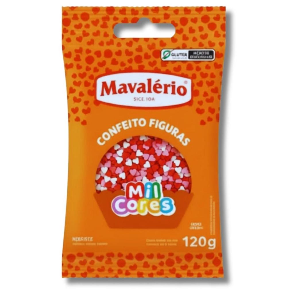 Confeitos Coração Decorativos 120g Para Bolo e Doces Coração